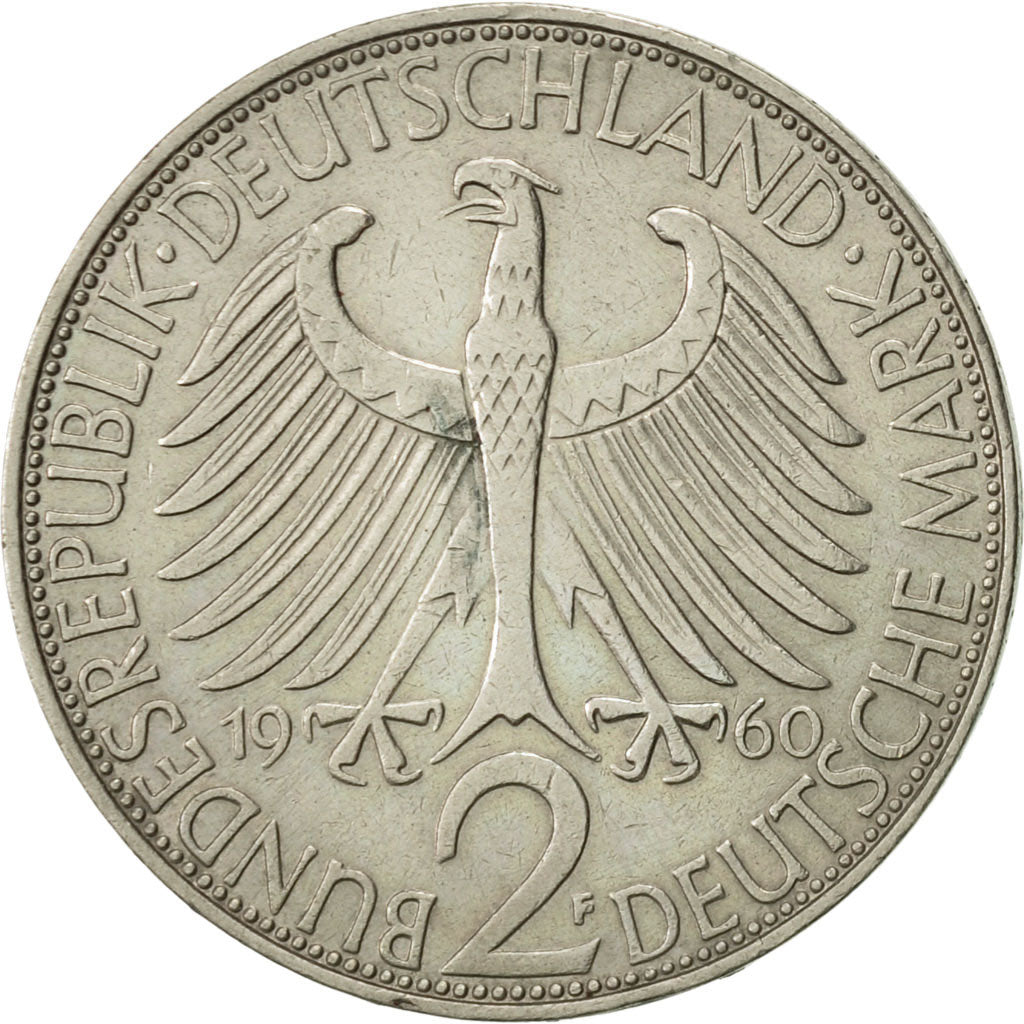 Coin, GERMANY - FEDERAL REPUBLIC, 2 Mark, 1960, Stuttgart, AU(55-58)
