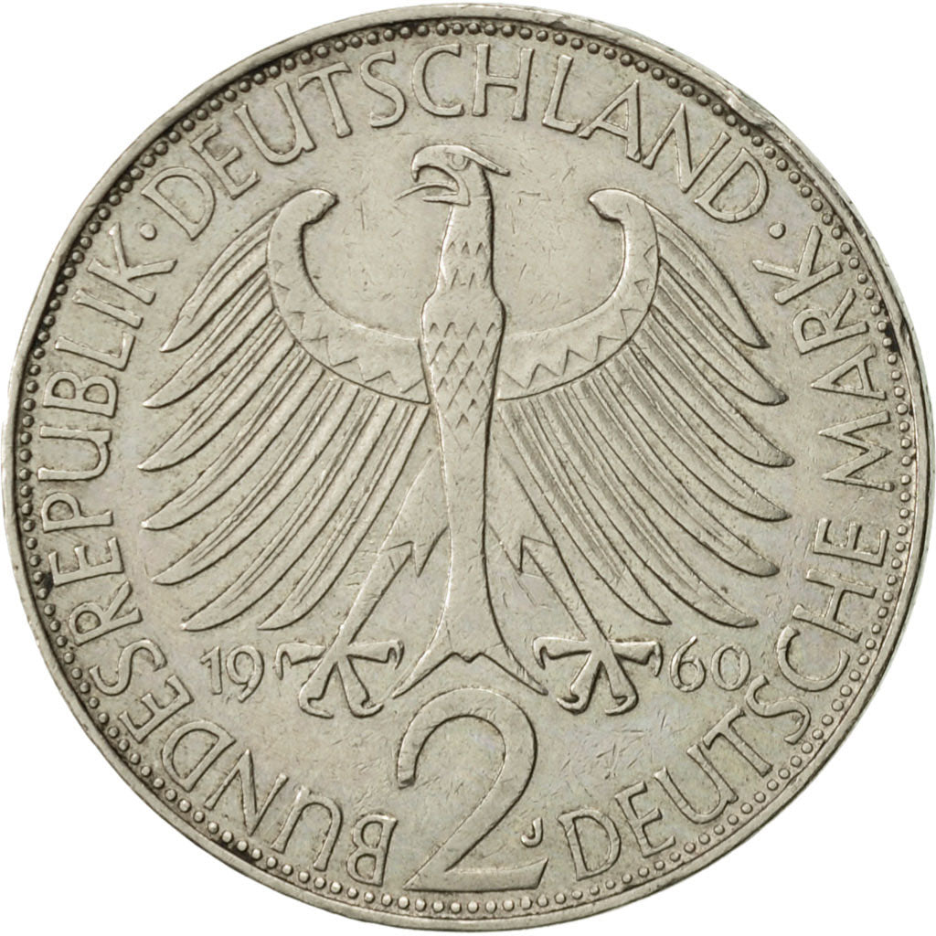 Coin, GERMANY - FEDERAL REPUBLIC, 2 Mark, 1960, Hambourg, AU(55-58)