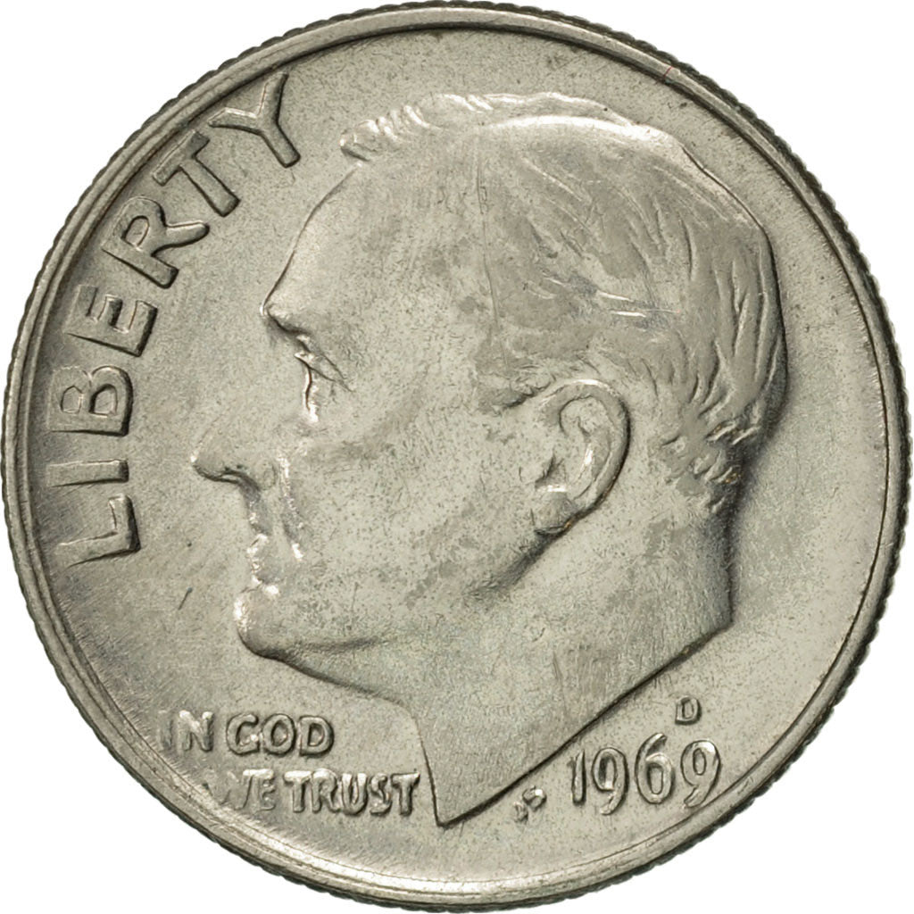 Moneta, Stati Uniti, Roosevelt Dime, Dime, 1969, U.S. Mint, Denver, SPL-, Rame