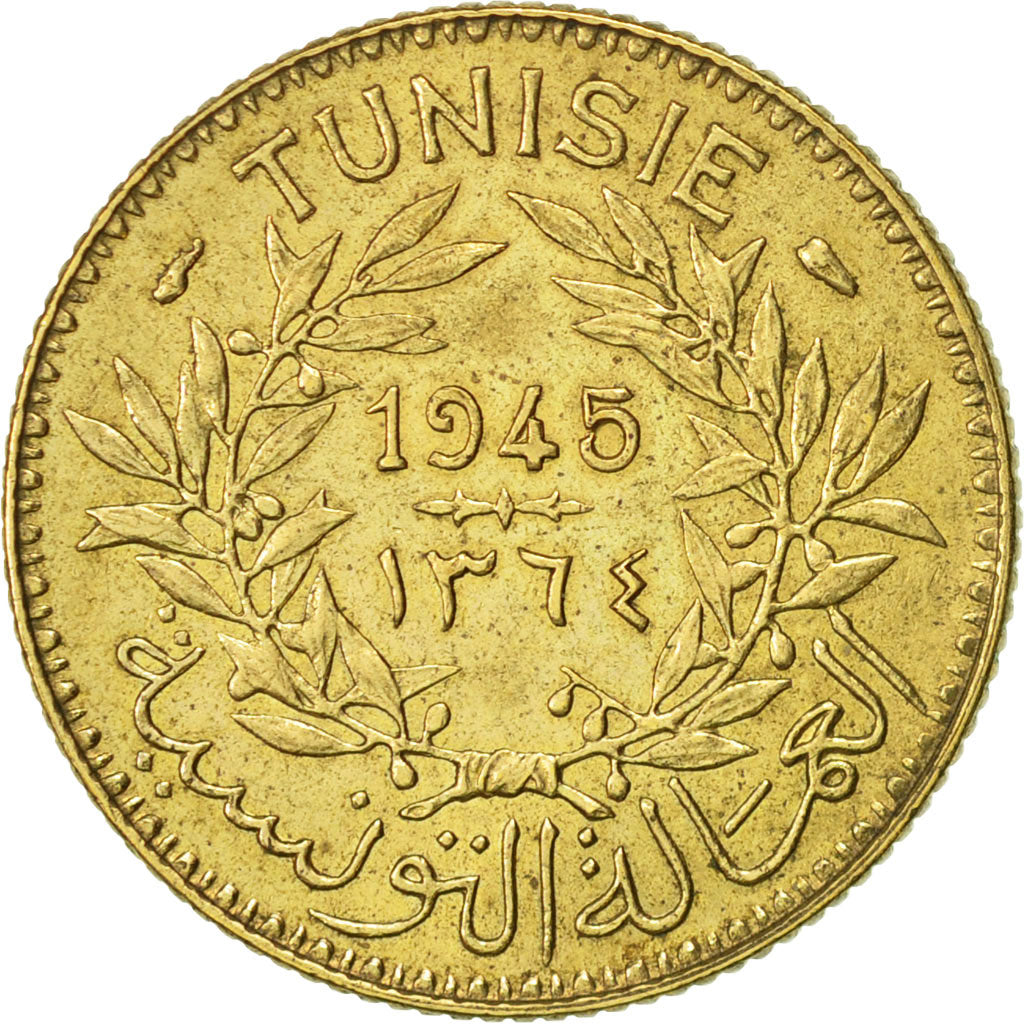 Coin, Tunisia, Anonymous, Franc, 1945, Paris, AU(50-53), Aluminum-Bronze, KM:247