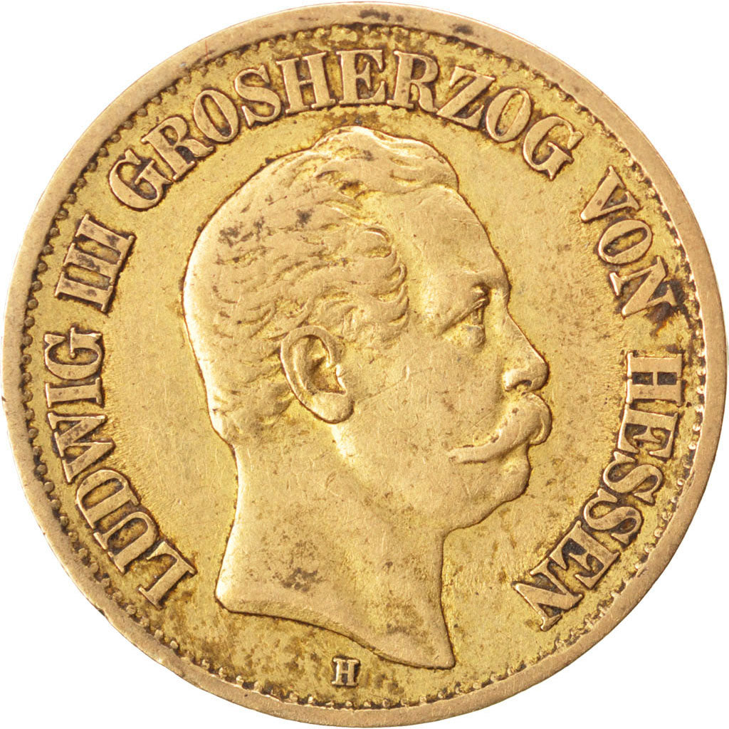 German States, 10 Mark, 1876, KM #354, EF(40-45), Gold, 3.93