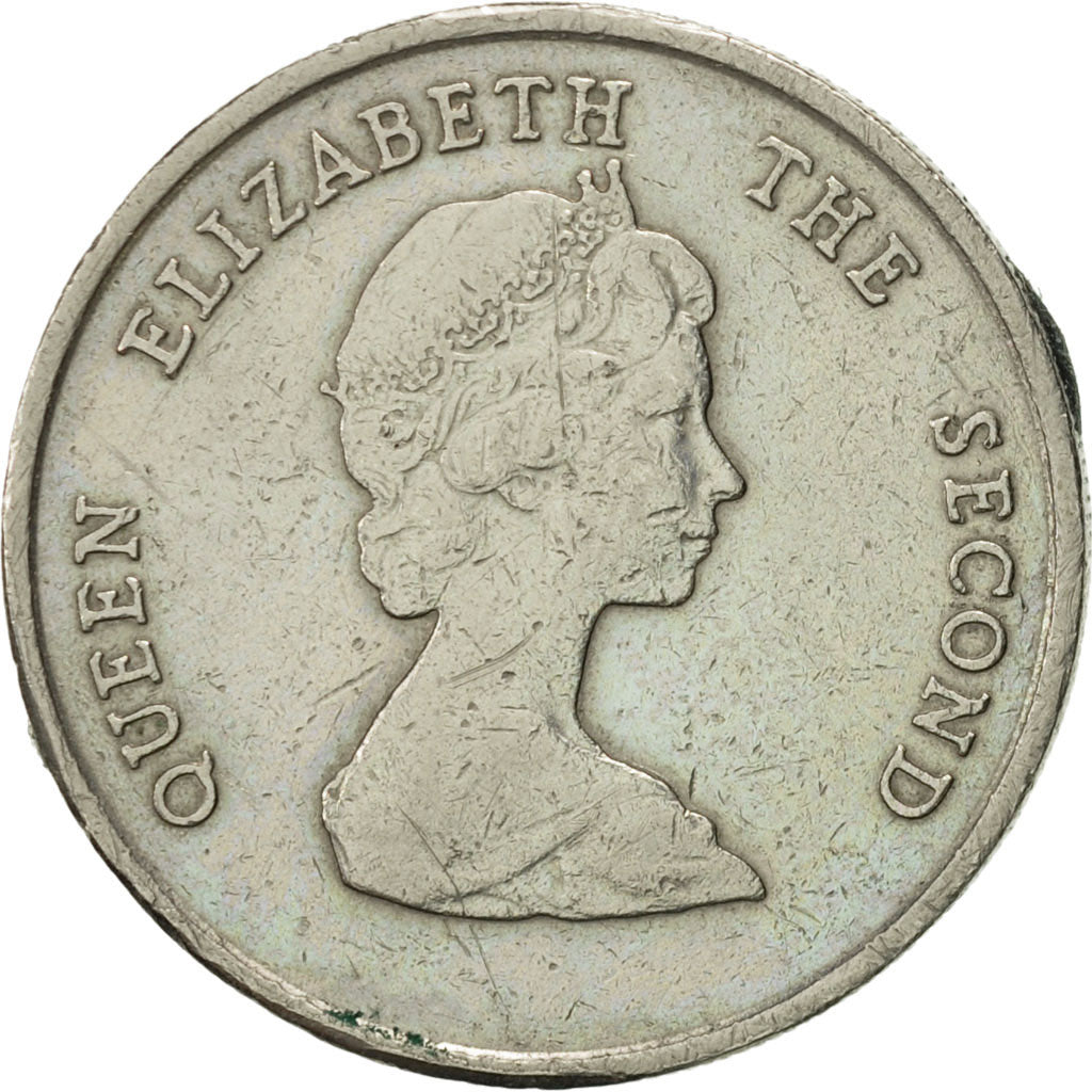 Moneda, Estados del Caribe Oriental , Elizabeth II, 25 Cents, 1989, MBC+, Cobre