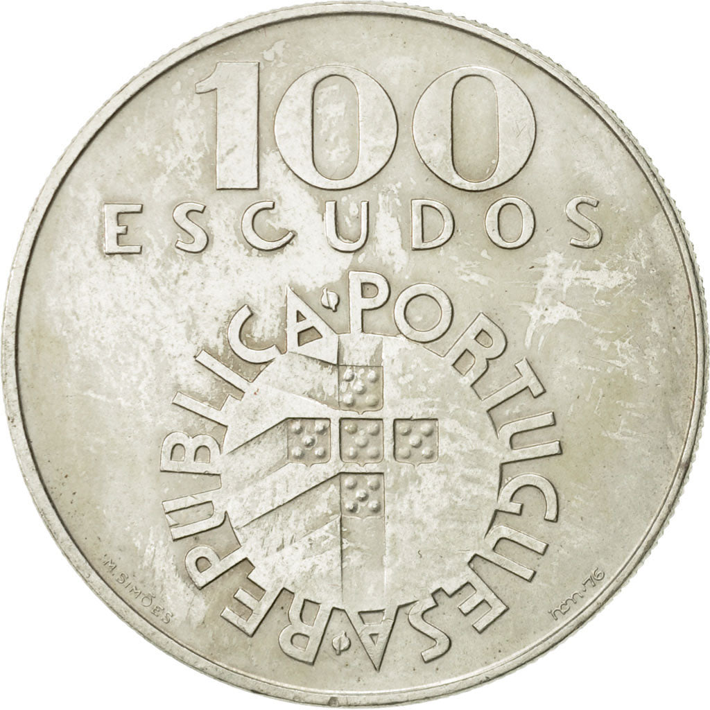 Coin, Portugal, 100 Escudos, 1976, Lisbon, AU(50-53), Silver, KM:603