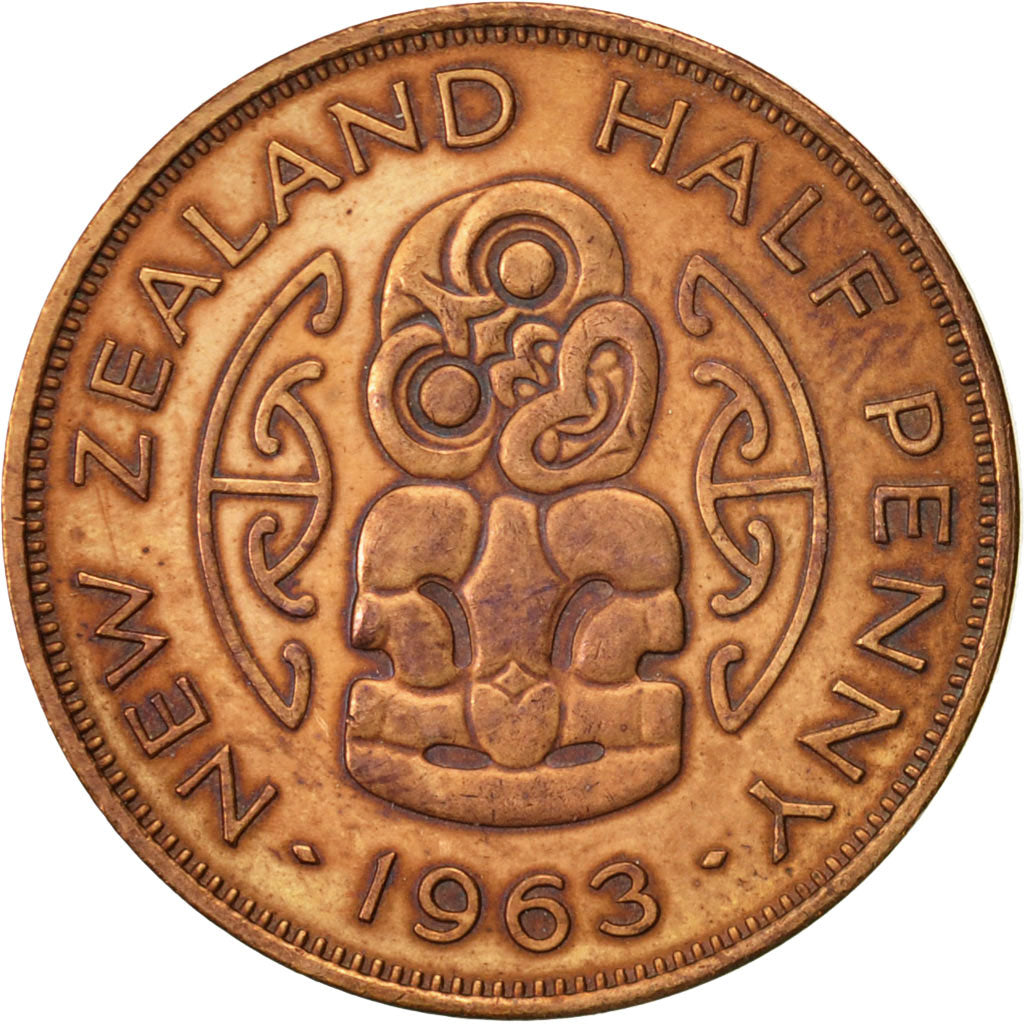 Moneta, Nuova Zelanda, Elizabeth II, 1/2 Penny, 1963, BB, Bronzo, KM:23.2