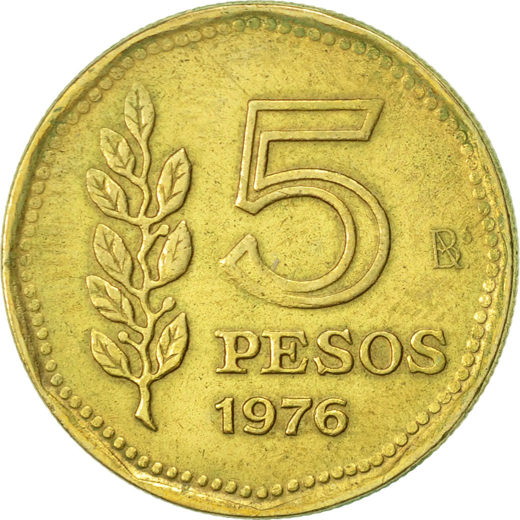 Moneda, Argentina, 5 Pesos, 1976, MBC+, Aluminio - bronce, KM:71