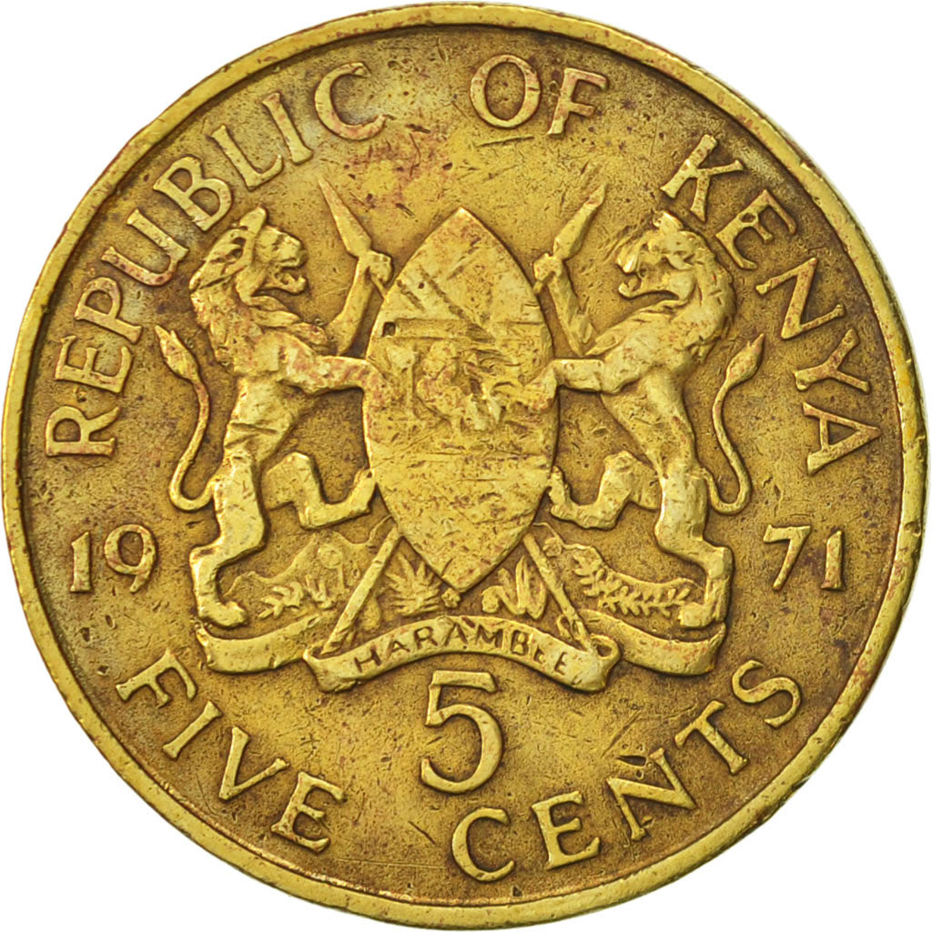 Coin, Kenya, 5 Cents, 1971, EF(40-45), Nickel-brass, KM:10