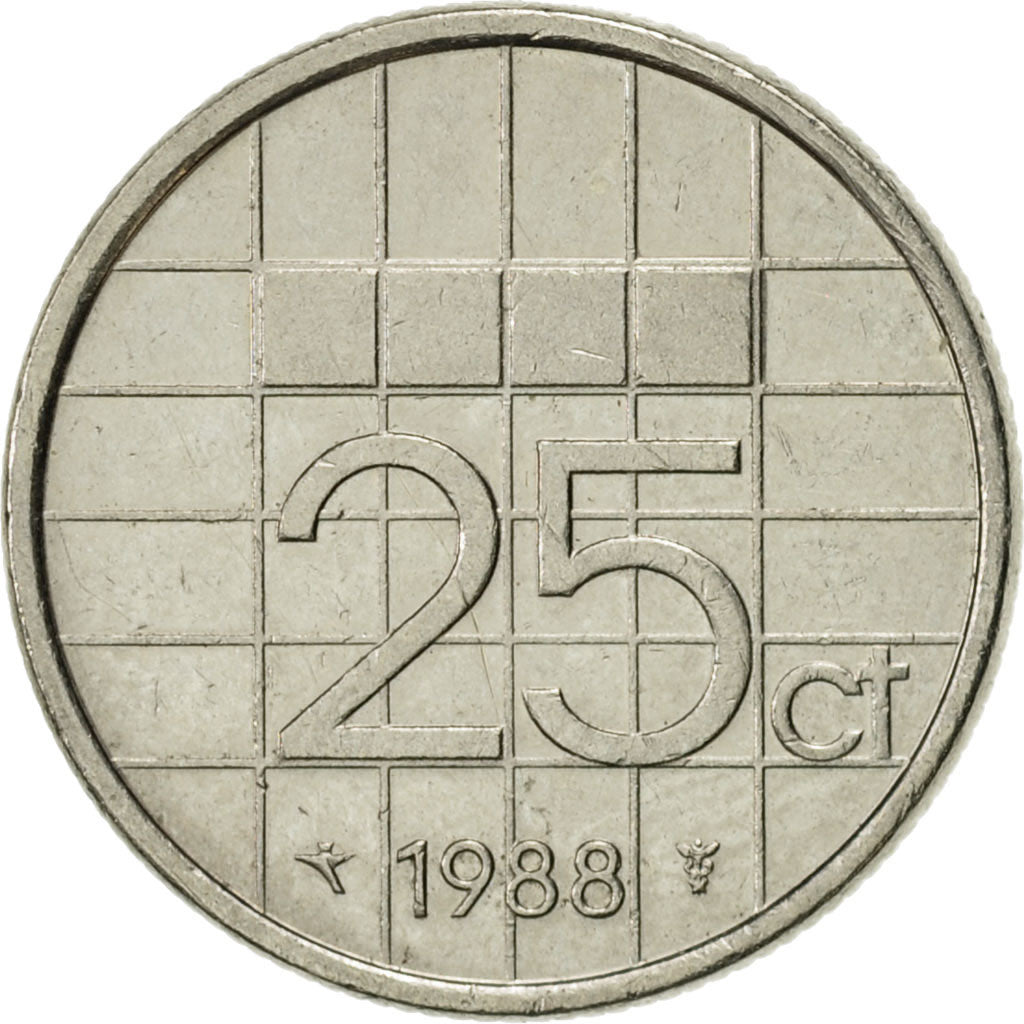Monnaie, Pays-Bas, Beatrix, 25 Cents, 1988, TTB+, Nickel, KM:204