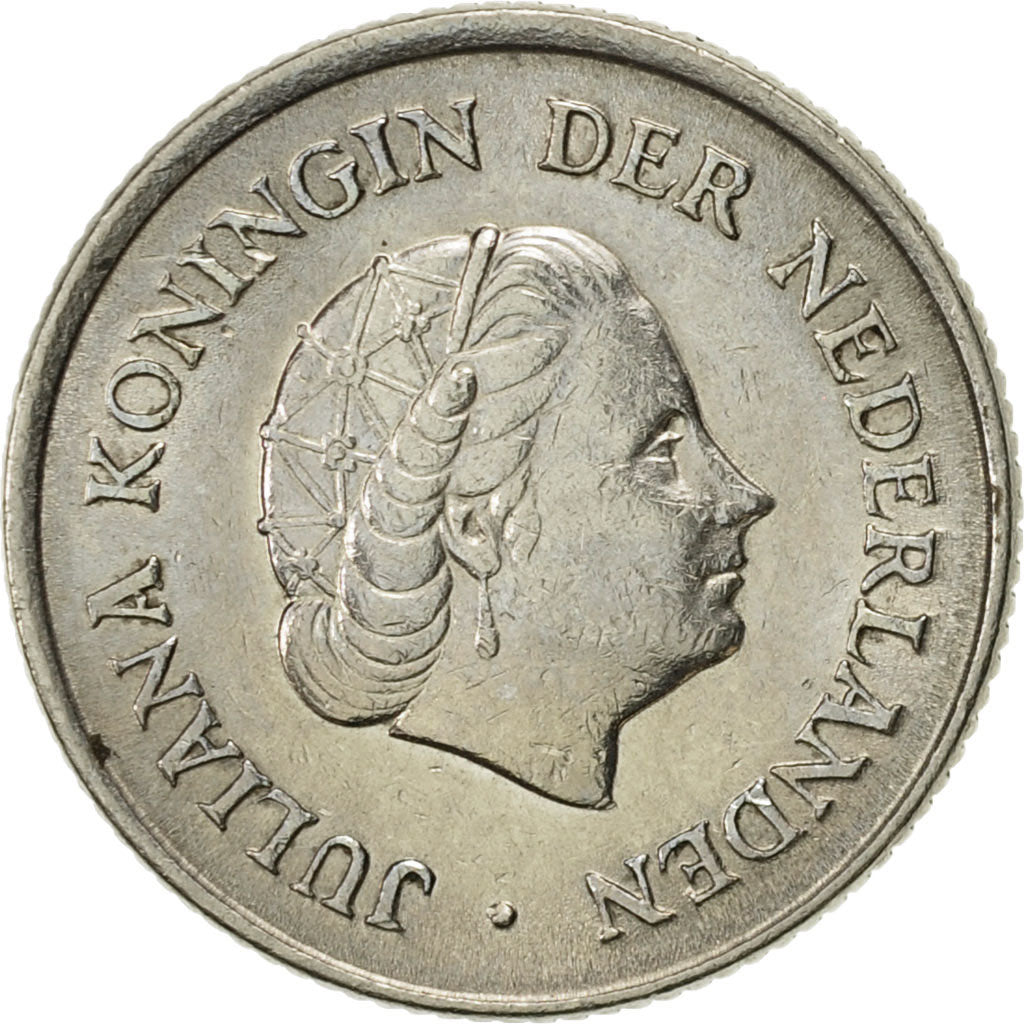 Coin, Netherlands, Juliana, 25 Cents, 1965, AU(55-58), Nickel, KM:183
