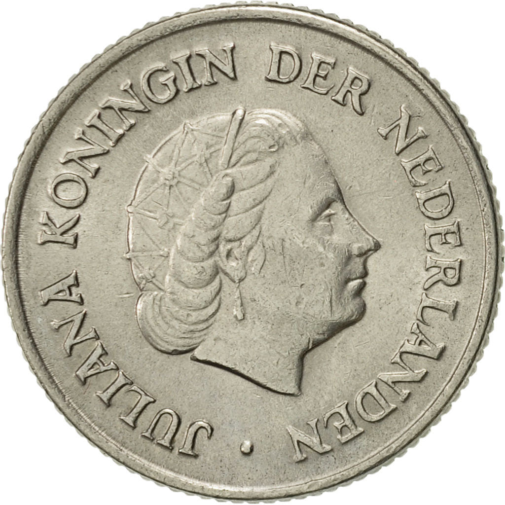 Coin, Netherlands, Juliana, 25 Cents, 1964, AU(55-58), Nickel, KM:183
