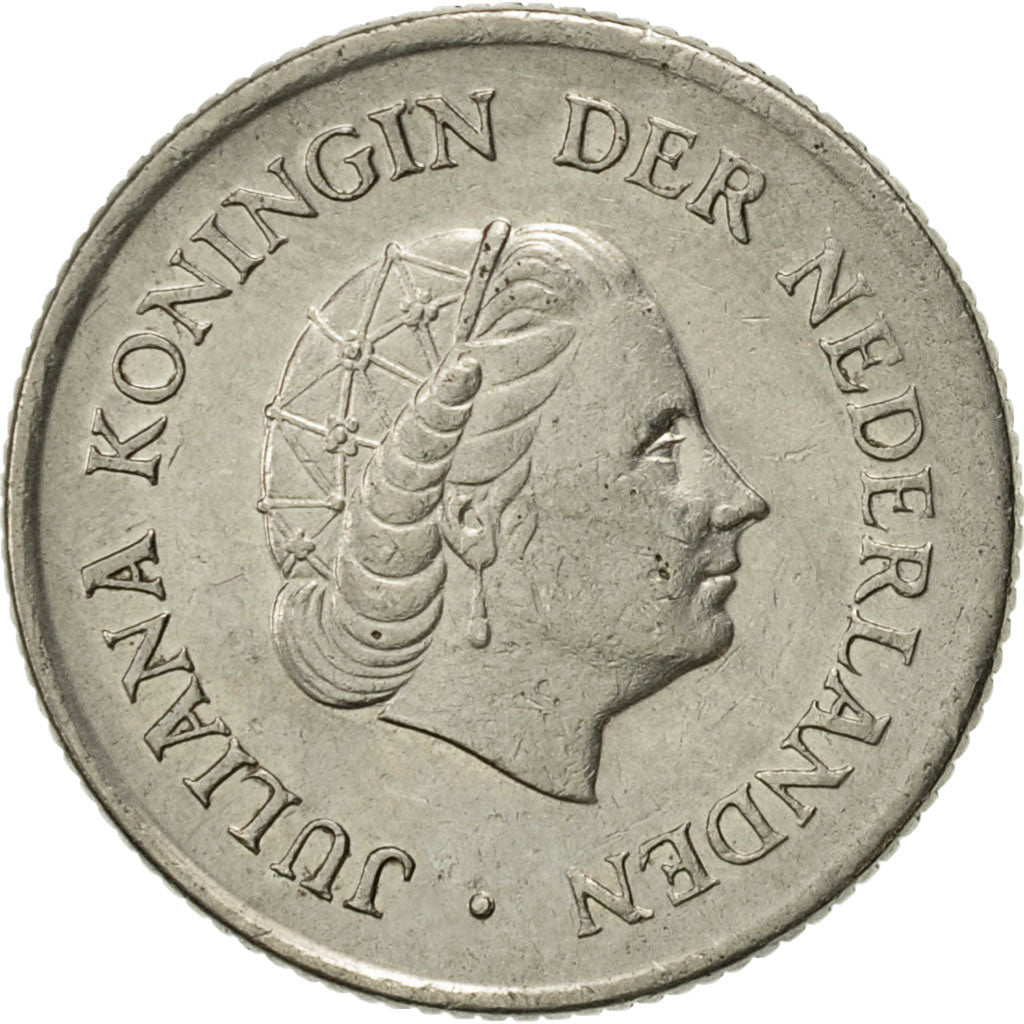 Coin, Netherlands, Juliana, 25 Cents, 1966, AU(55-58), Nickel, KM:183