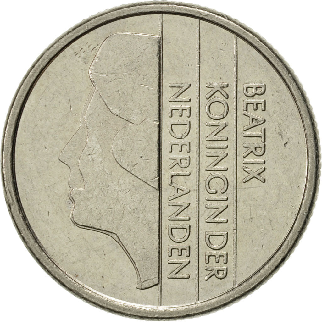 Moneta, Holandia, Beatrix, 25 Cents, 1990, AU(55-58), Nikiel, KM:204