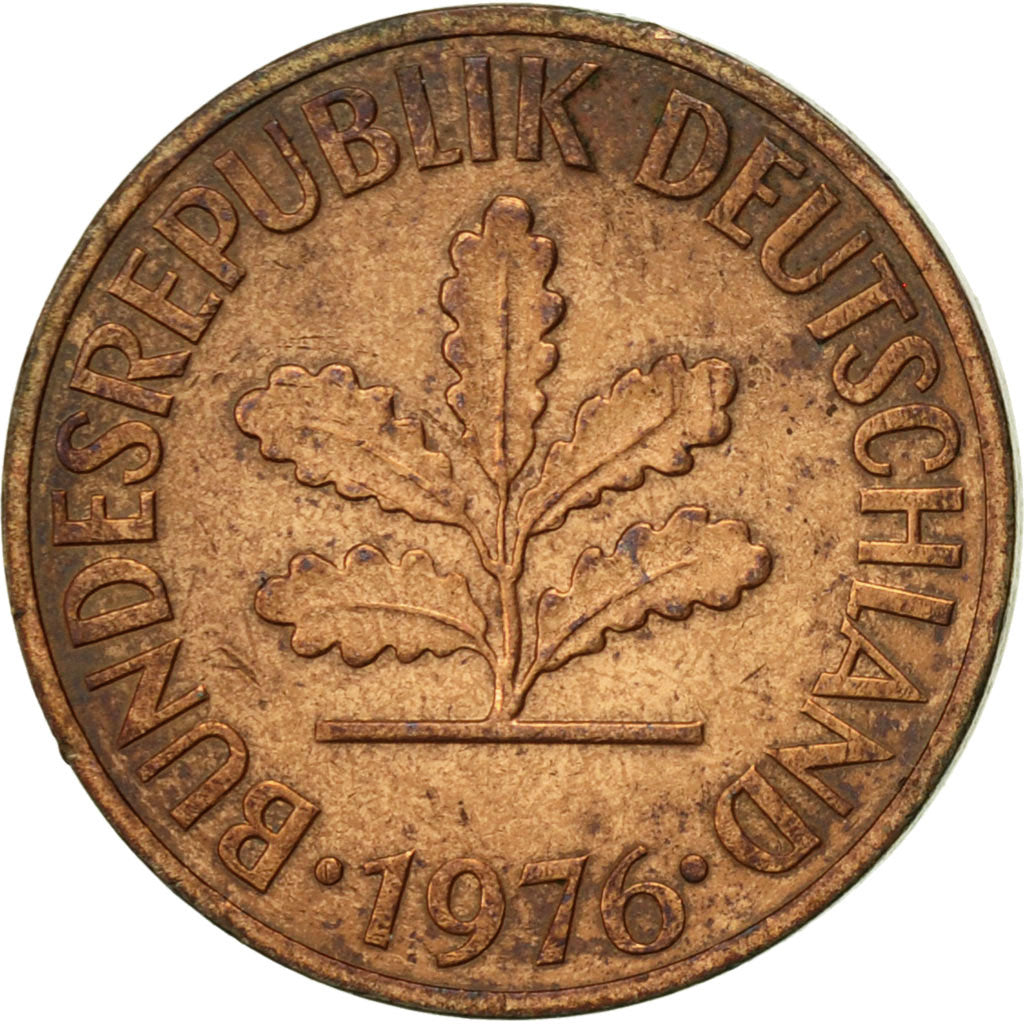 Moneta, GERMANIA - REPUBBLICA FEDERALE, 2 Pfennig, 1976, Stuttgart, BB+, Acciaio