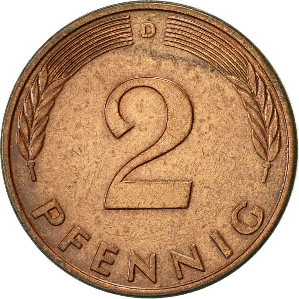 Moneta, GERMANIA - REPUBBLICA FEDERALE, 2 Pfennig, 1979, Munich, BB+, Acciaio