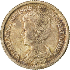 NETHERLANDS, 25 Cents, 1918, KM #146, AU(50-53), Silver, 19, 3.58