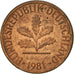 Coin, GERMANY - FEDERAL REPUBLIC, Pfennig, 1981, Stuttgart, AU(50-53), Copper