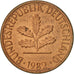 Coin, GERMANY - FEDERAL REPUBLIC, Pfennig, 1982, Stuttgart, AU(50-53), Copper