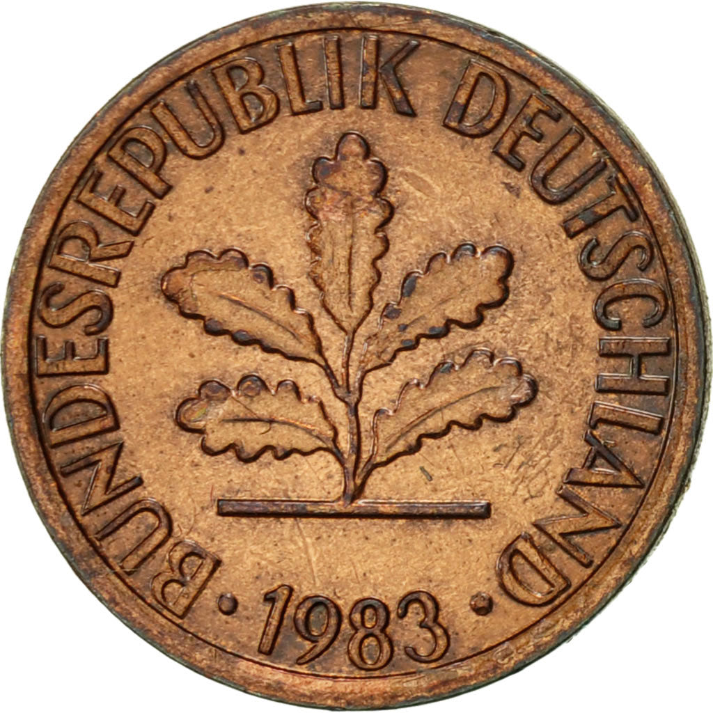 Coin, GERMANY - FEDERAL REPUBLIC, Pfennig, 1983, Stuttgart, AU(50-53), Copper