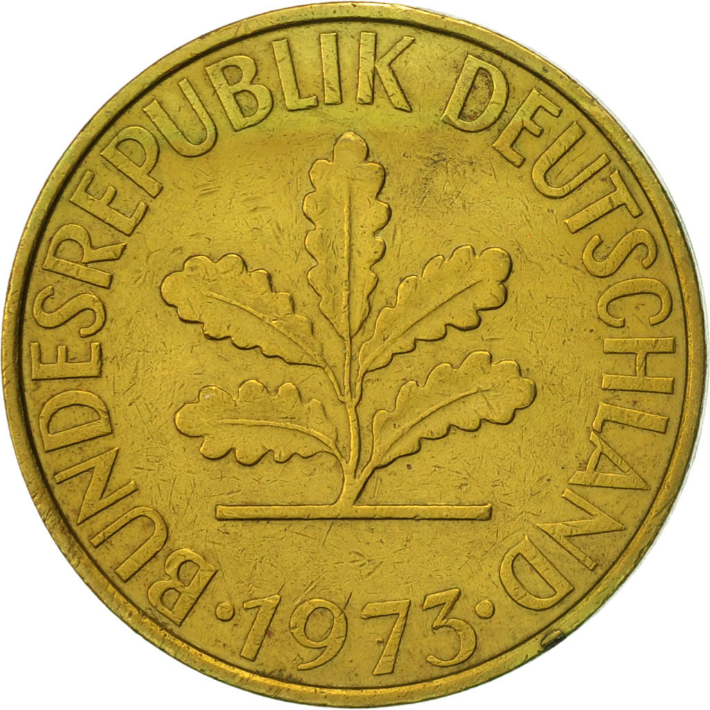 Coin, GERMANY - FEDERAL REPUBLIC, 10 Pfennig, 1973, Hambourg, AU(55-58), Brass