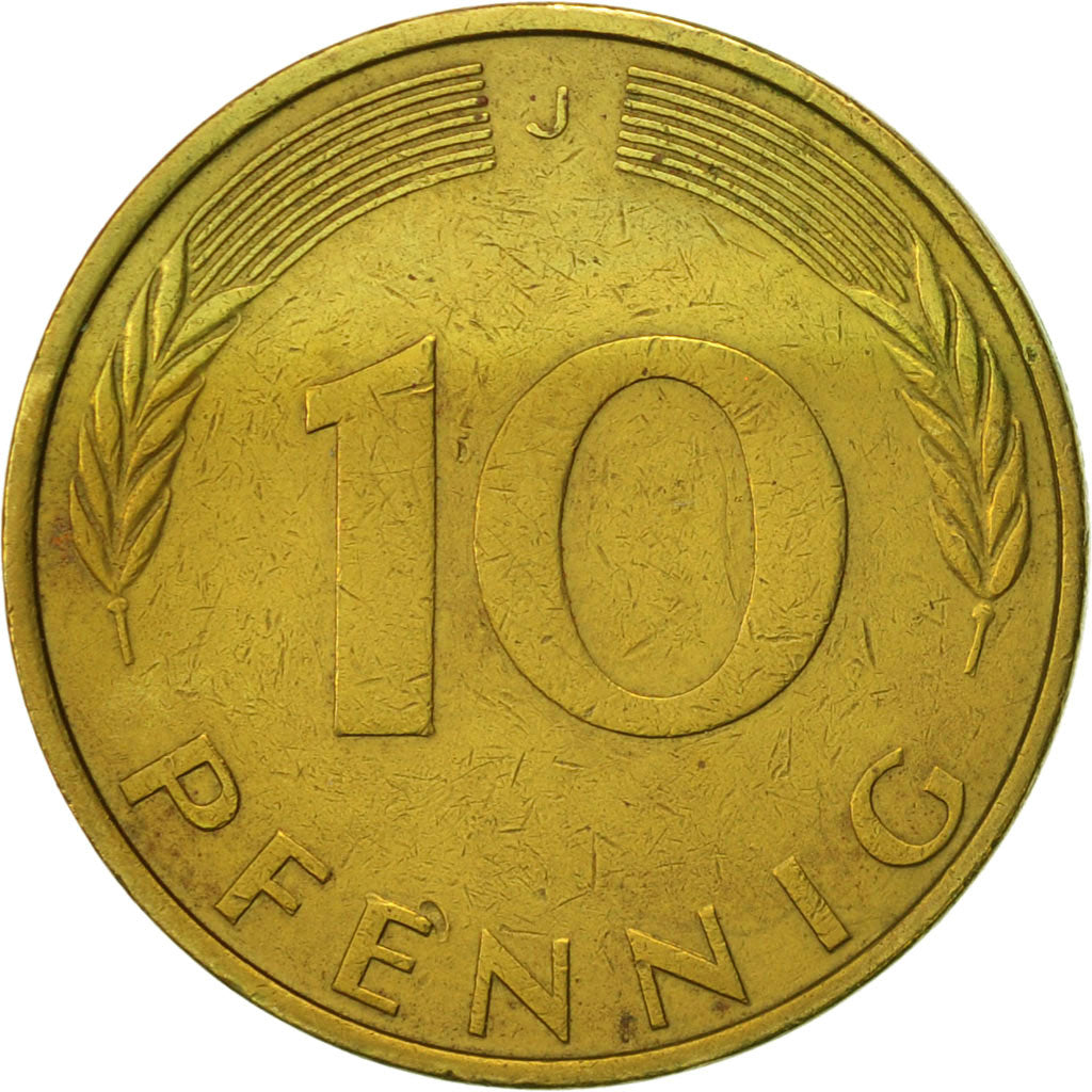 Coin, GERMANY - FEDERAL REPUBLIC, 10 Pfennig, 1973, Hambourg, AU(55-58), Brass