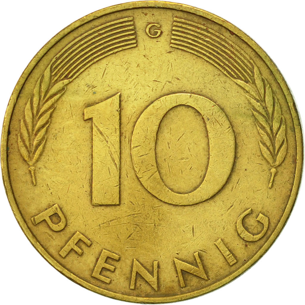 Moneta, GERMANIA - REPUBBLICA FEDERALE, 10 Pfennig, 1974, Karlsruhe, SPL-