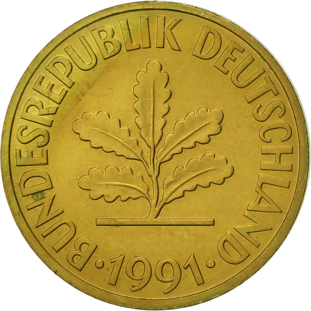 Moneta, GERMANIA - REPUBBLICA FEDERALE, 10 Pfennig, 1991, Karlsruhe, SPL-