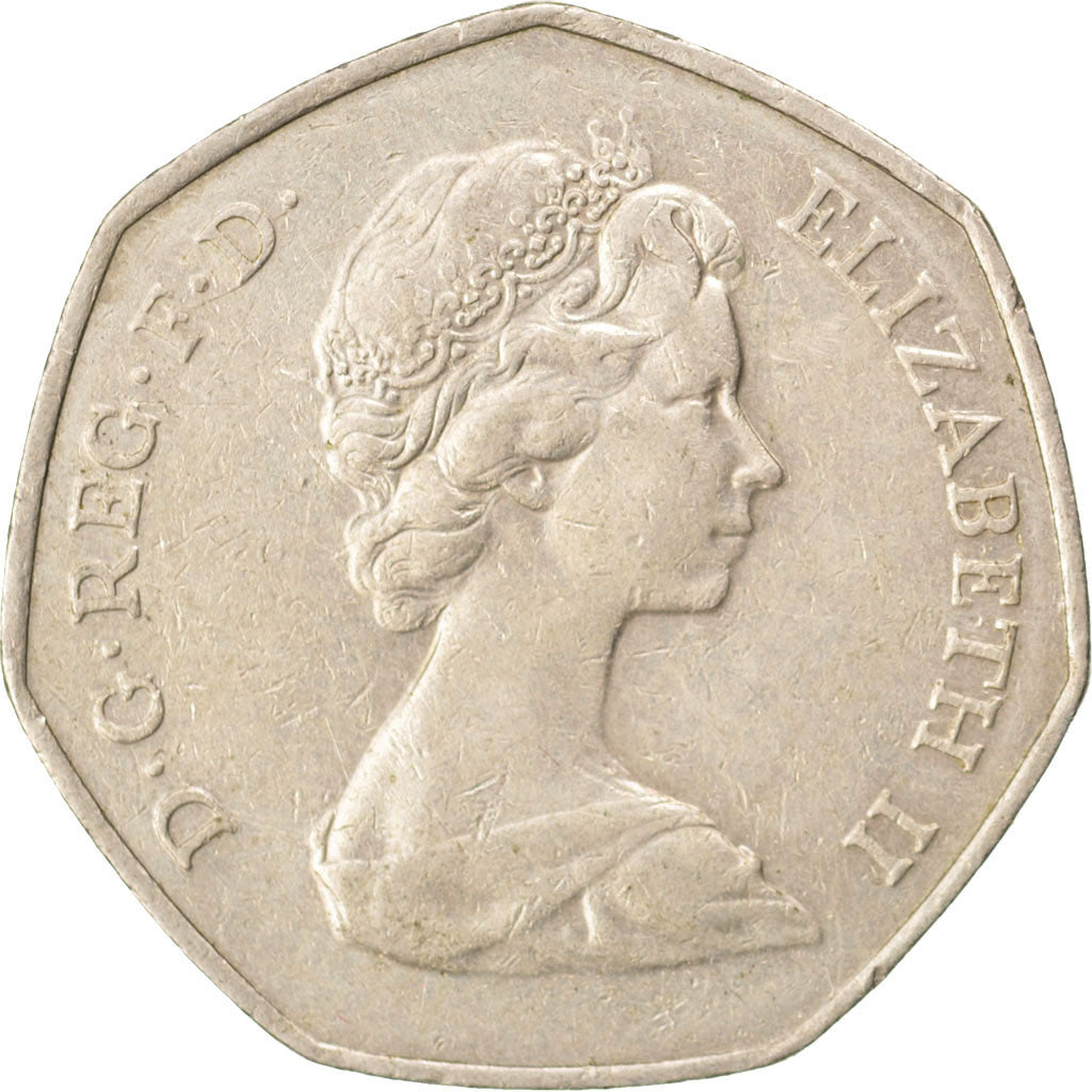 GREAT BRITAIN, 50 Pence, 1973, KM #918, EF(40-45), Copper-Nickel, 30, 13.45
