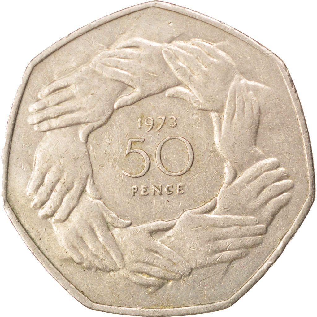 GREAT BRITAIN, 50 Pence, 1973, KM #918, EF(40-45), Copper-Nickel, 30, 13.45