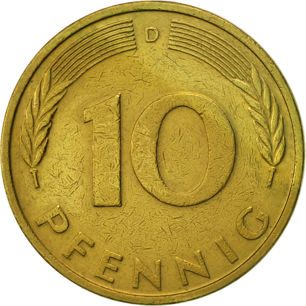 Monnaie, République fédérale allemande, 10 Pfennig, 1987, Munich, SUP, Brass