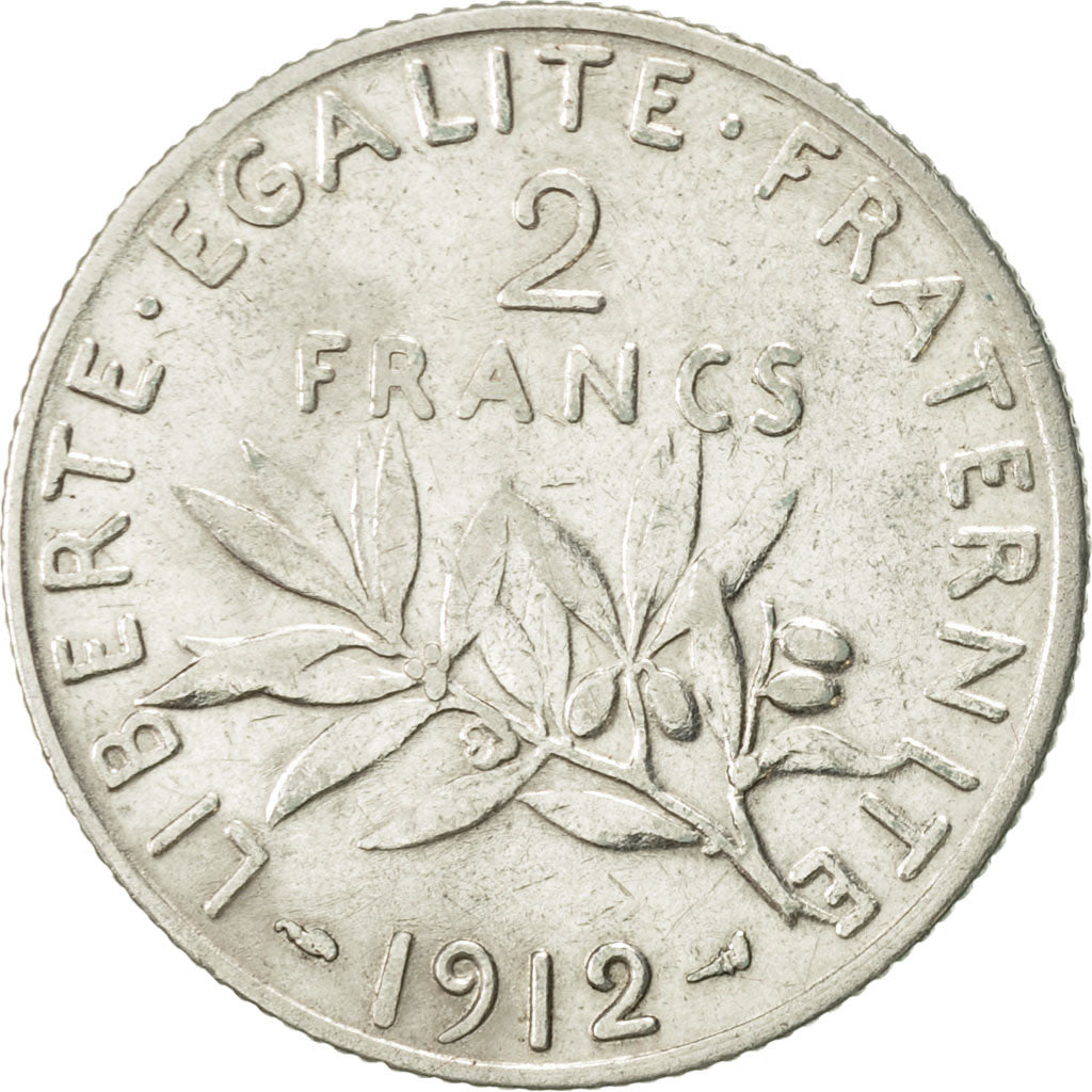 Coin, France, Semeuse, 2 Francs, 1912, Paris, EF(40-45), Silver, KM:845.1