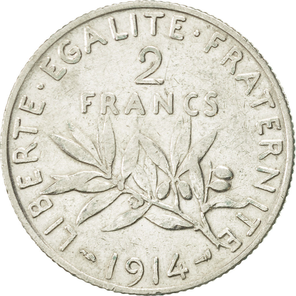 Coin, France, Semeuse, 2 Francs, 1914, Paris, EF(40-45), Silver, KM:845.1