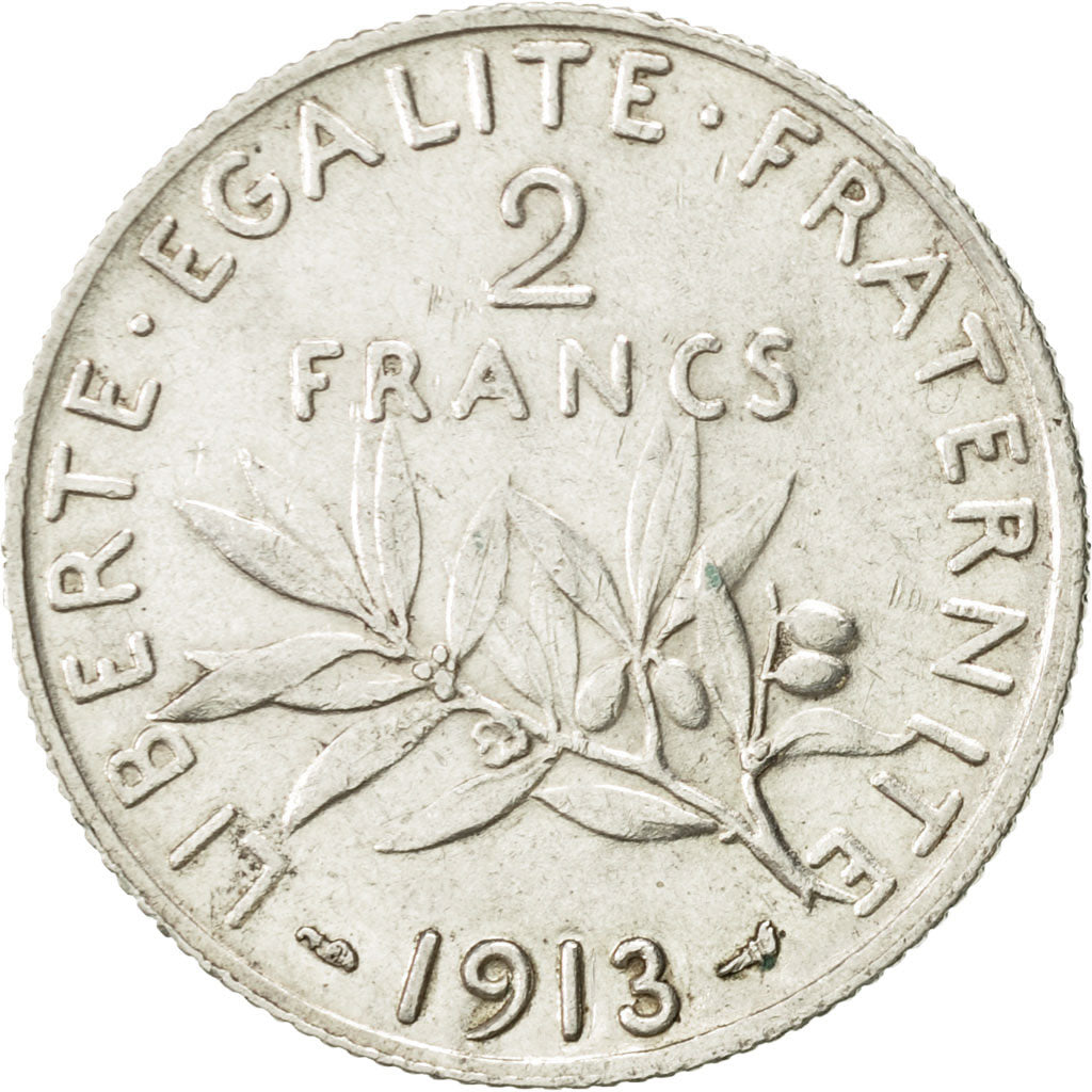 Coin, France, Semeuse, 2 Francs, 1913, Paris, AU(55-58), Silver, KM:845.1