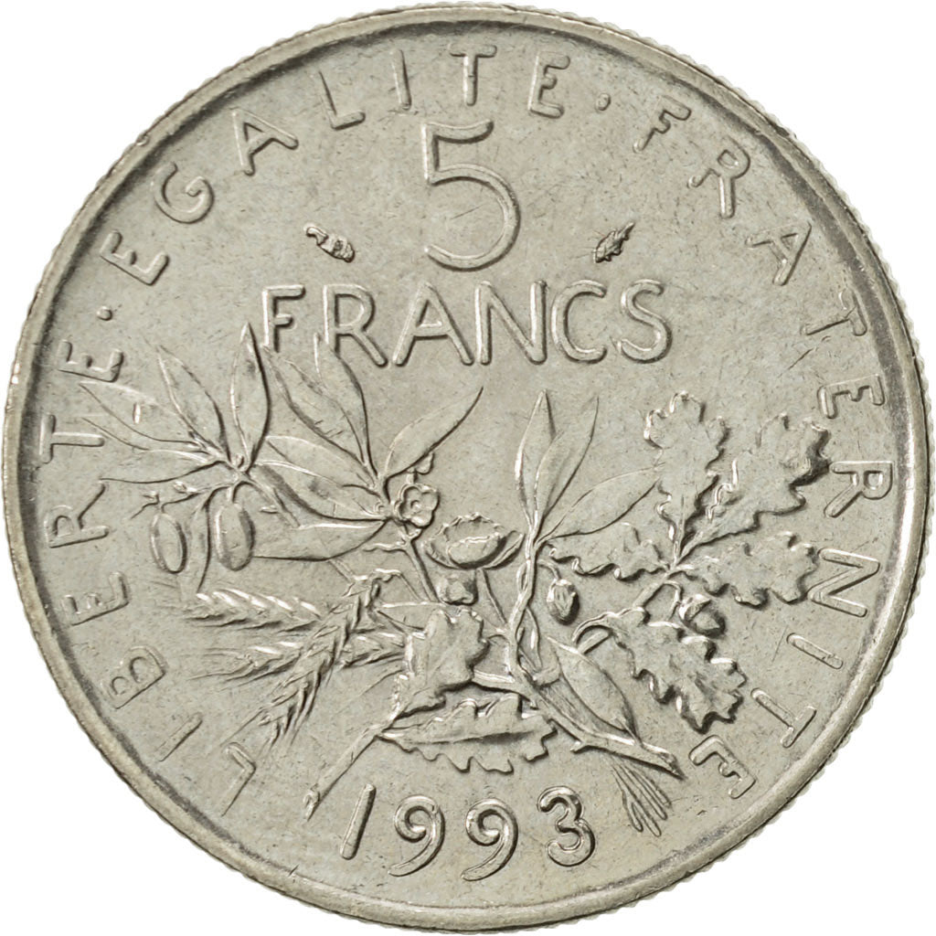 Monnaie, France, Semeuse, 5 Francs, 1993, Paris, SUP, Nickel Clad Copper-Nickel