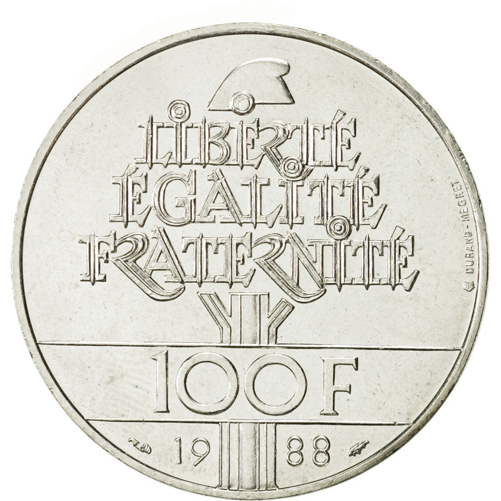 France, Fraternité, 100 Francs, 1988, Paris, MS(60-62), Silver, KM:966