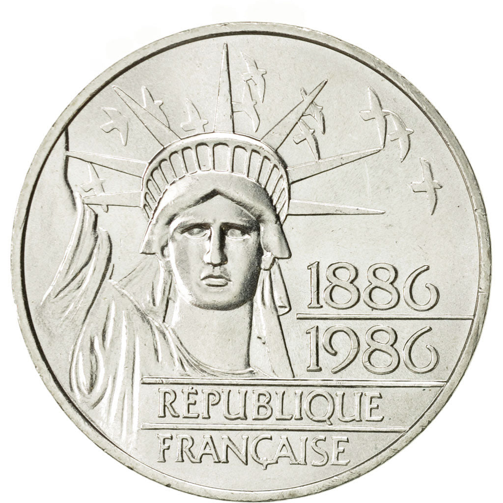 Coin, France, Statue de la Liberté, 100 Francs, 1986, Paris, MS(60-62), Silver