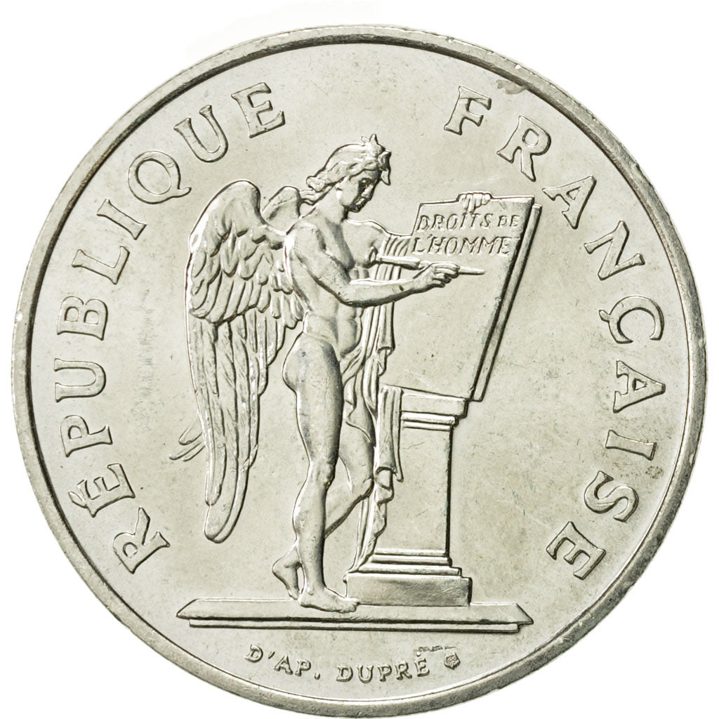 France, Droits de l'Homme, 100 Francs, 1989, Paris, MS(60-62), Silver, KM:970