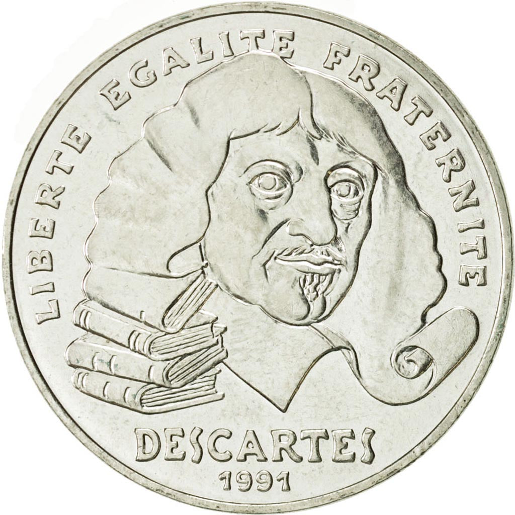 France, Descartes, 100 Francs, 1991, Paris, MS(60-62), Silver, KM:996