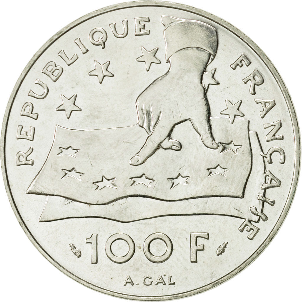 France, Descartes, 100 Francs, 1991, Paris, MS(60-62), Silver, KM:996