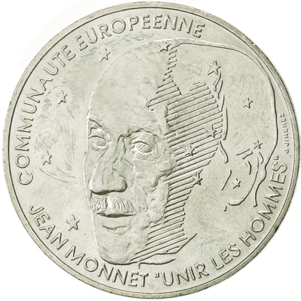 Munten, Frankrijk, Jean Monnet, 100 Francs, 1992, Paris, PR+, Zilver, KM:1120