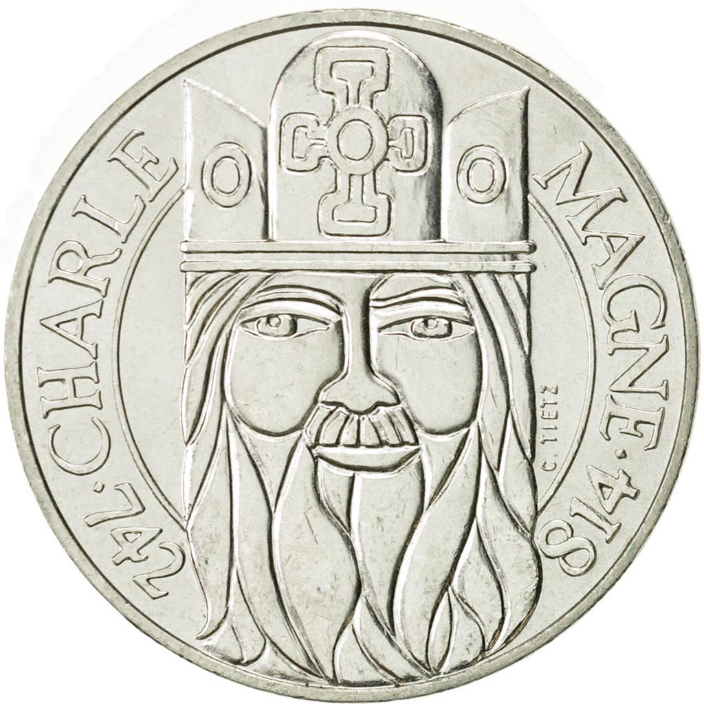 Coin, France, Charlemagne, 100 Francs, 1990, Paris, MS(60-62), Silver, KM:982