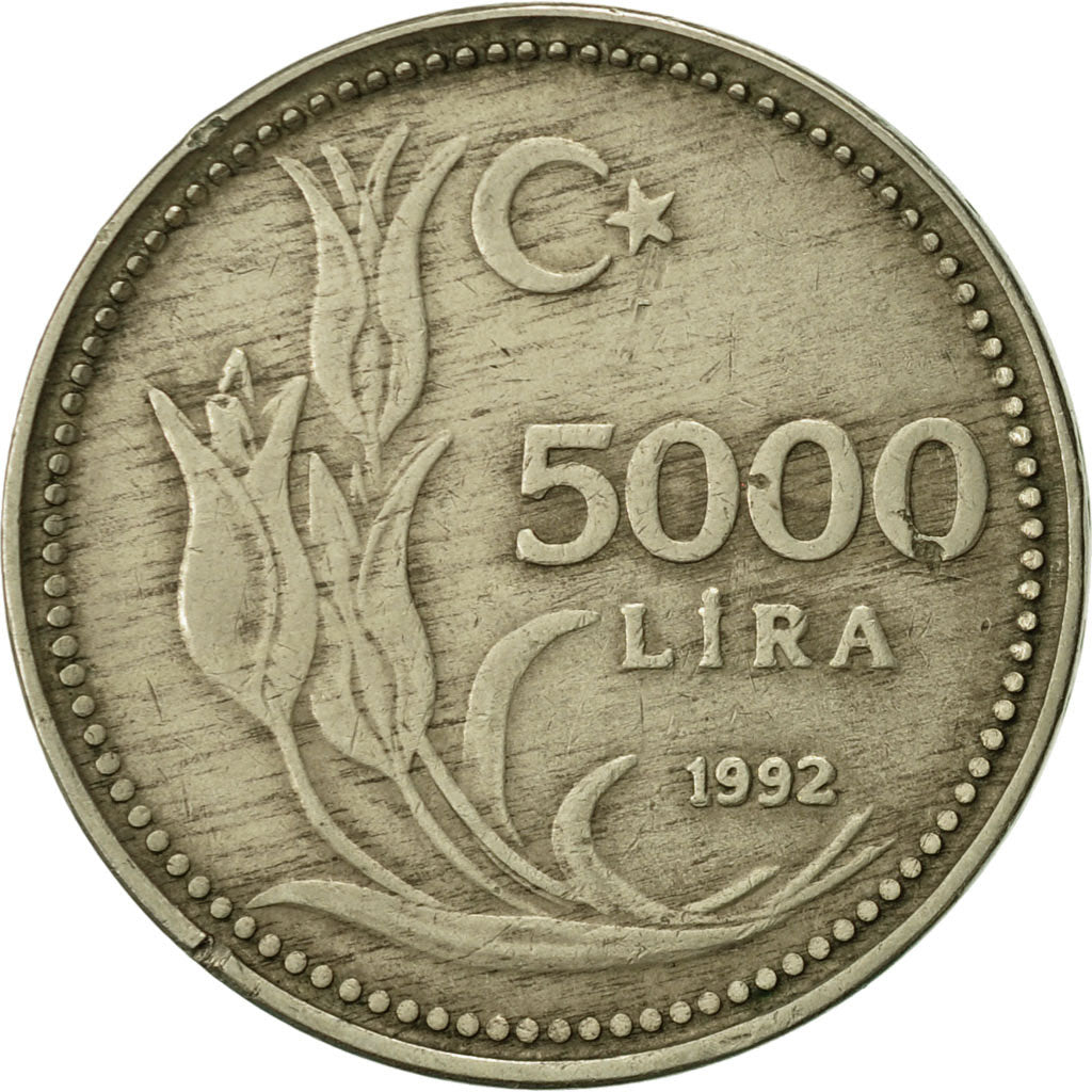 Monnaie, Turquie, 5000 Lira, 1992, TTB, Nickel-Bronze, KM:1025