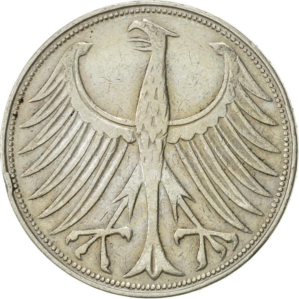Moneta, GERMANIA - REPUBBLICA FEDERALE, 5 Mark, 1951, Karlsruhe, BB, Argento