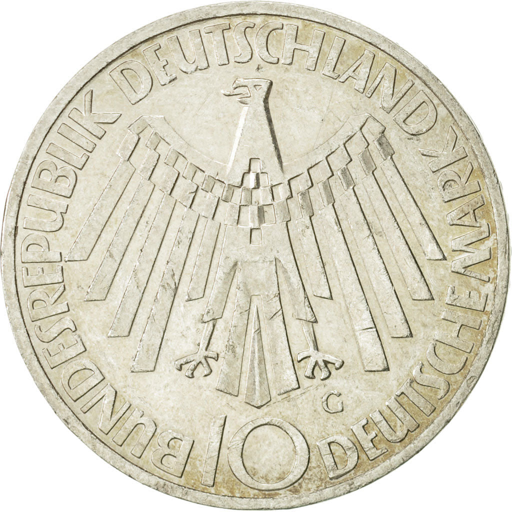 Coin, GERMANY - FEDERAL REPUBLIC, 10 Mark, 1972, Karlsruhe, AU(55-58), Silver