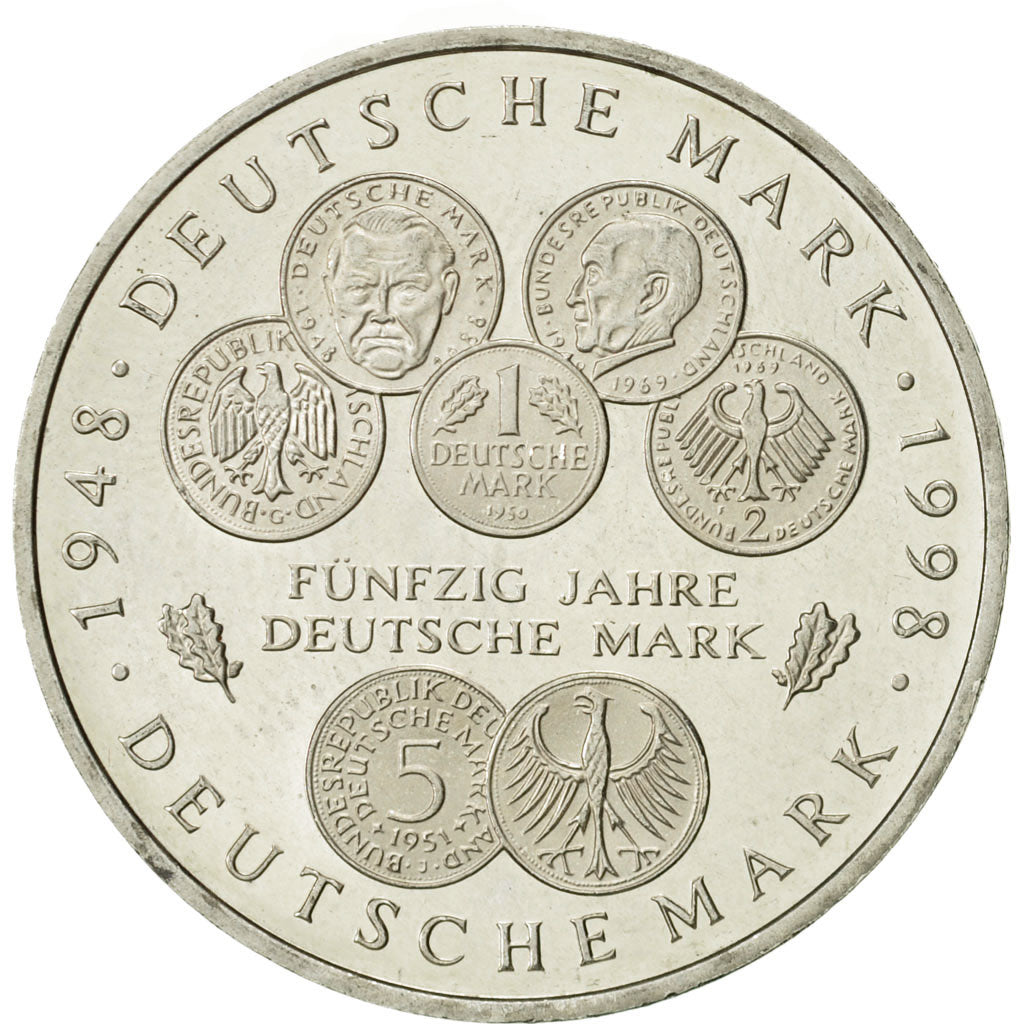 Coin, GERMANY - FEDERAL REPUBLIC, 10 Mark, 1998, Stuttgart, AU(55-58), Silver