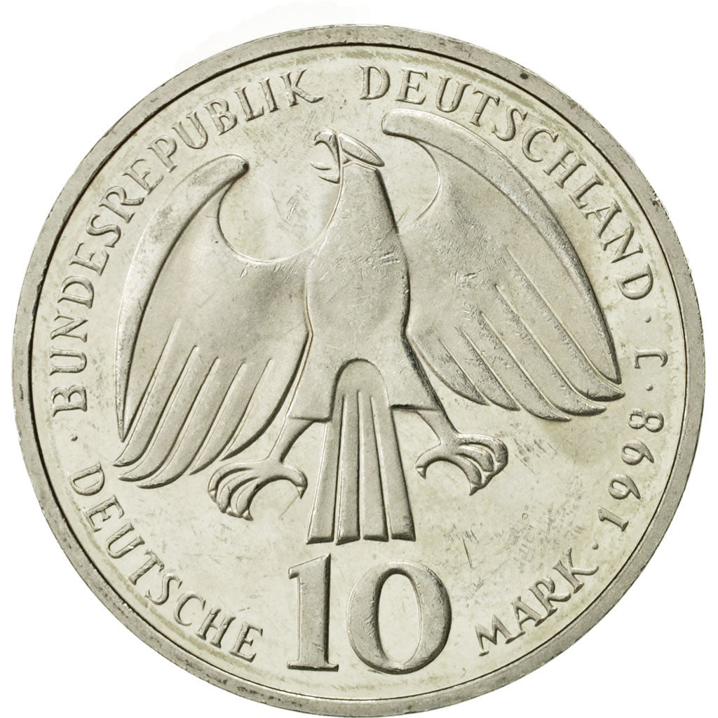 Coin, GERMANY - FEDERAL REPUBLIC, 10 Mark, 1998, Hambourg, MS(60-62), Silver