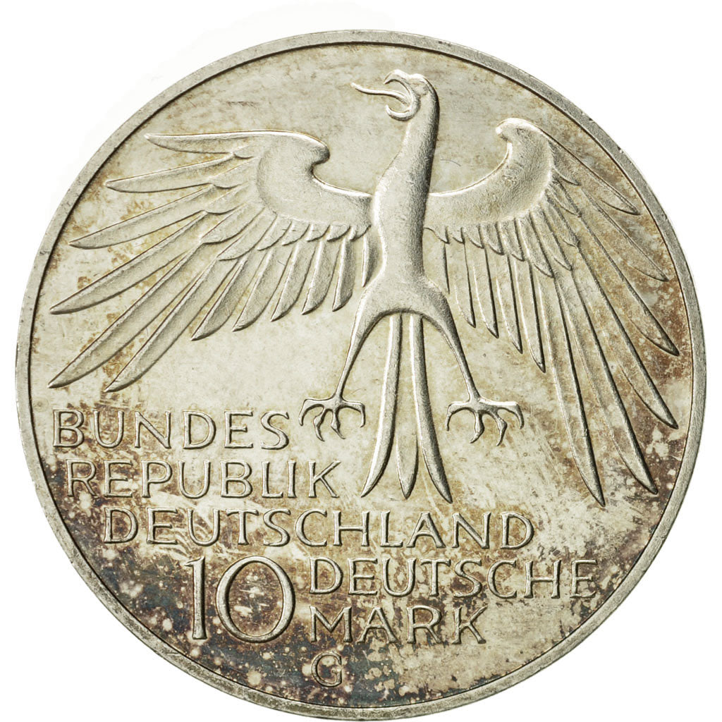 Coin, GERMANY - FEDERAL REPUBLIC, 10 Mark, 1972, Karlsruhe, AU(55-58), Silver