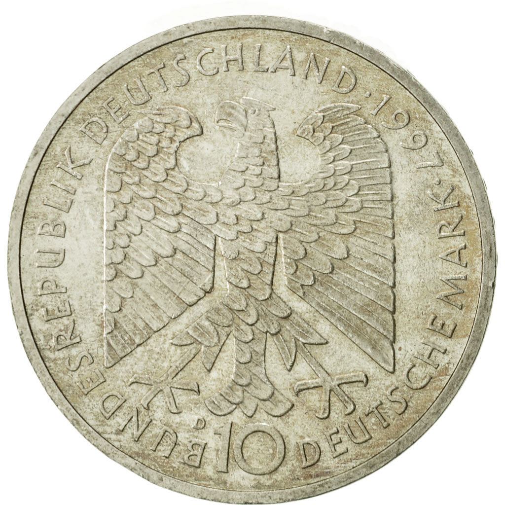 Coin, GERMANY - FEDERAL REPUBLIC, 10 Mark, 1997, Munich, MS(60-62), Silver