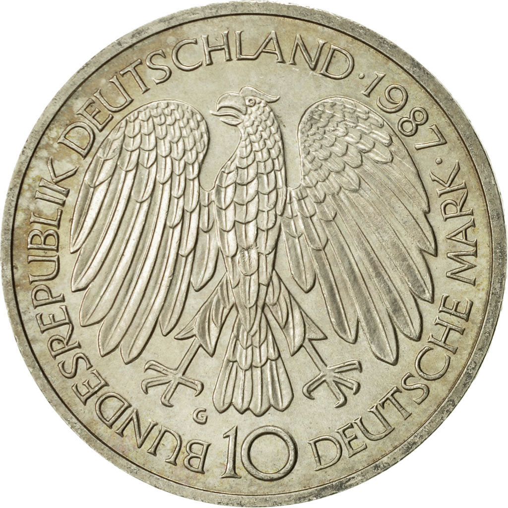 Münze, Bundesrepublik Deutschland, 10 Mark, 1987, Karlsruhe, Germany, UNZ