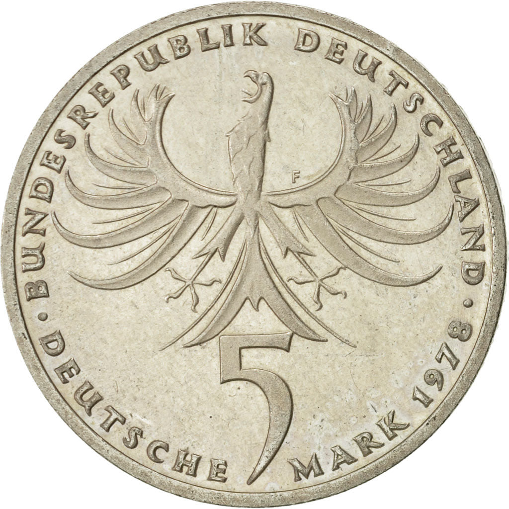 Coin, GERMANY - FEDERAL REPUBLIC, 5 Mark, 1978, Stuttgart, Germany, AU(55-58)