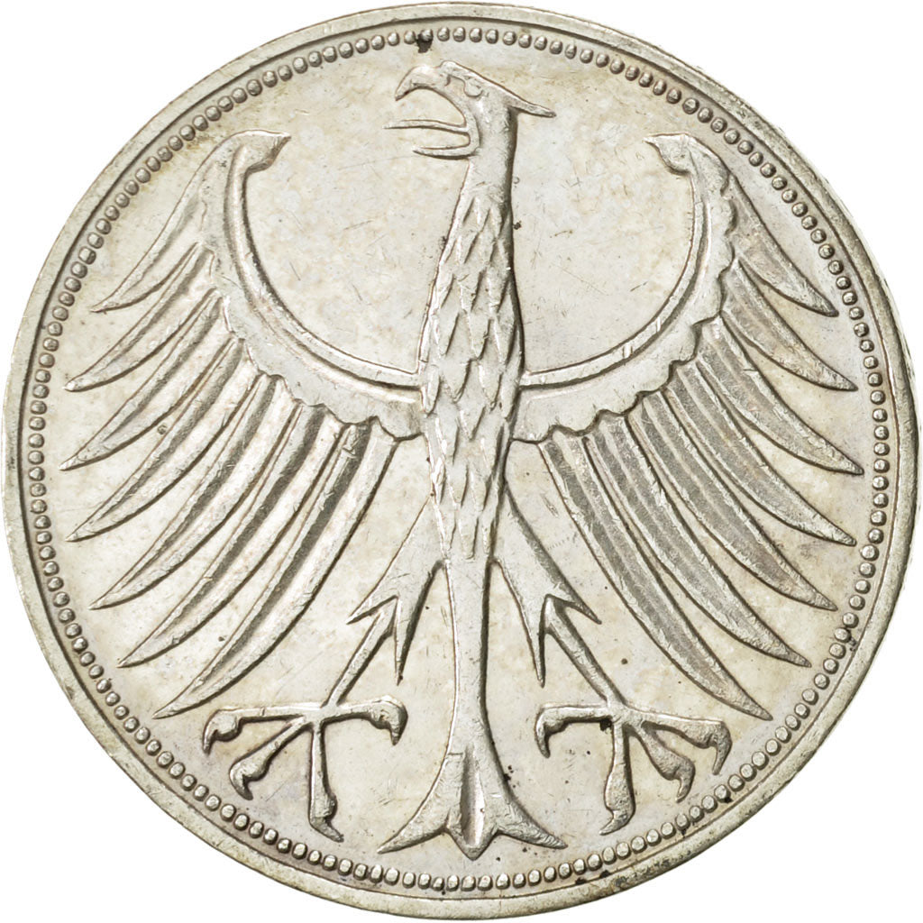 Coin, GERMANY - FEDERAL REPUBLIC, 5 Mark, 1967, Stuttgart, AU(55-58), Silver