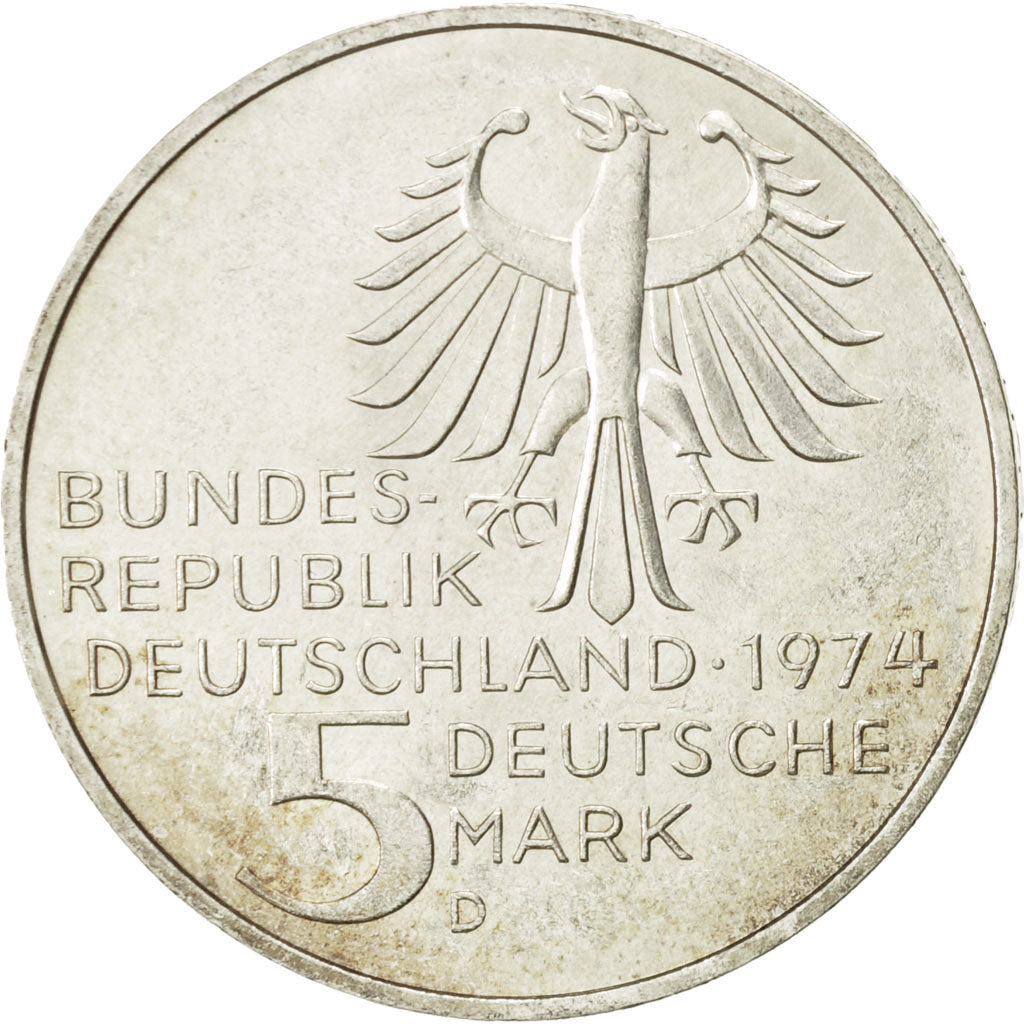 Monnaie, République fédérale allemande, 5 Mark, 1974, Munich, Germany, SUP